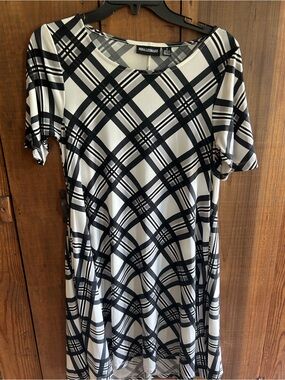 Nina Leonard Black & White Plaid Swing Dress